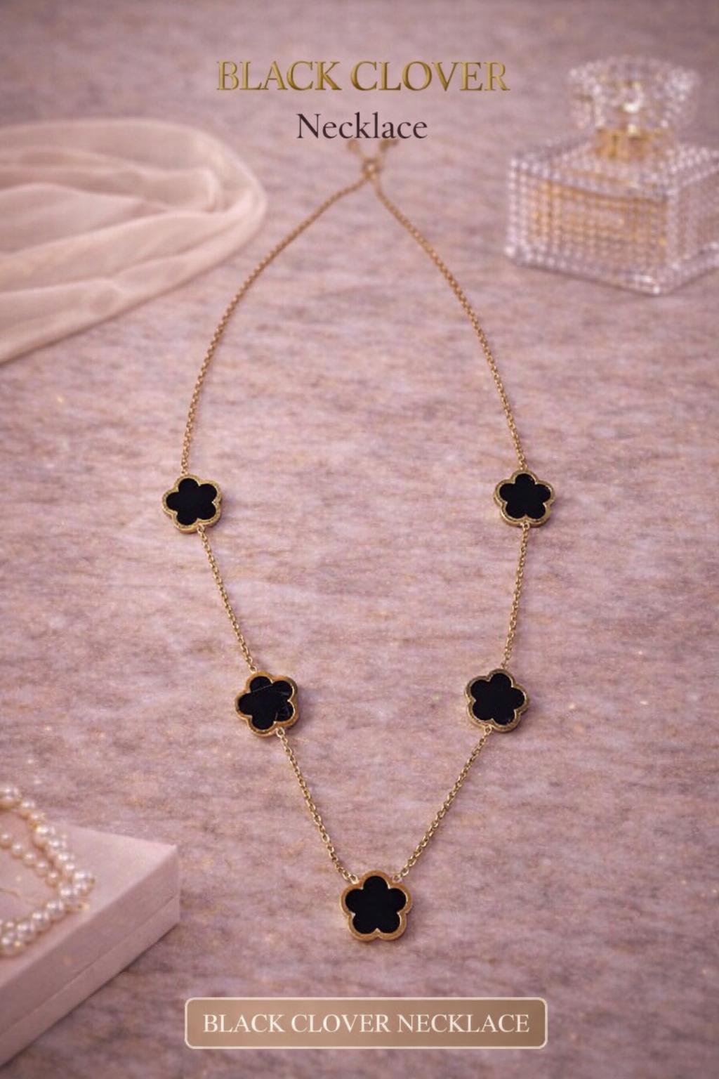 Black Clover Dainty Gold Necklace – Minimal Everyday Jewelry
