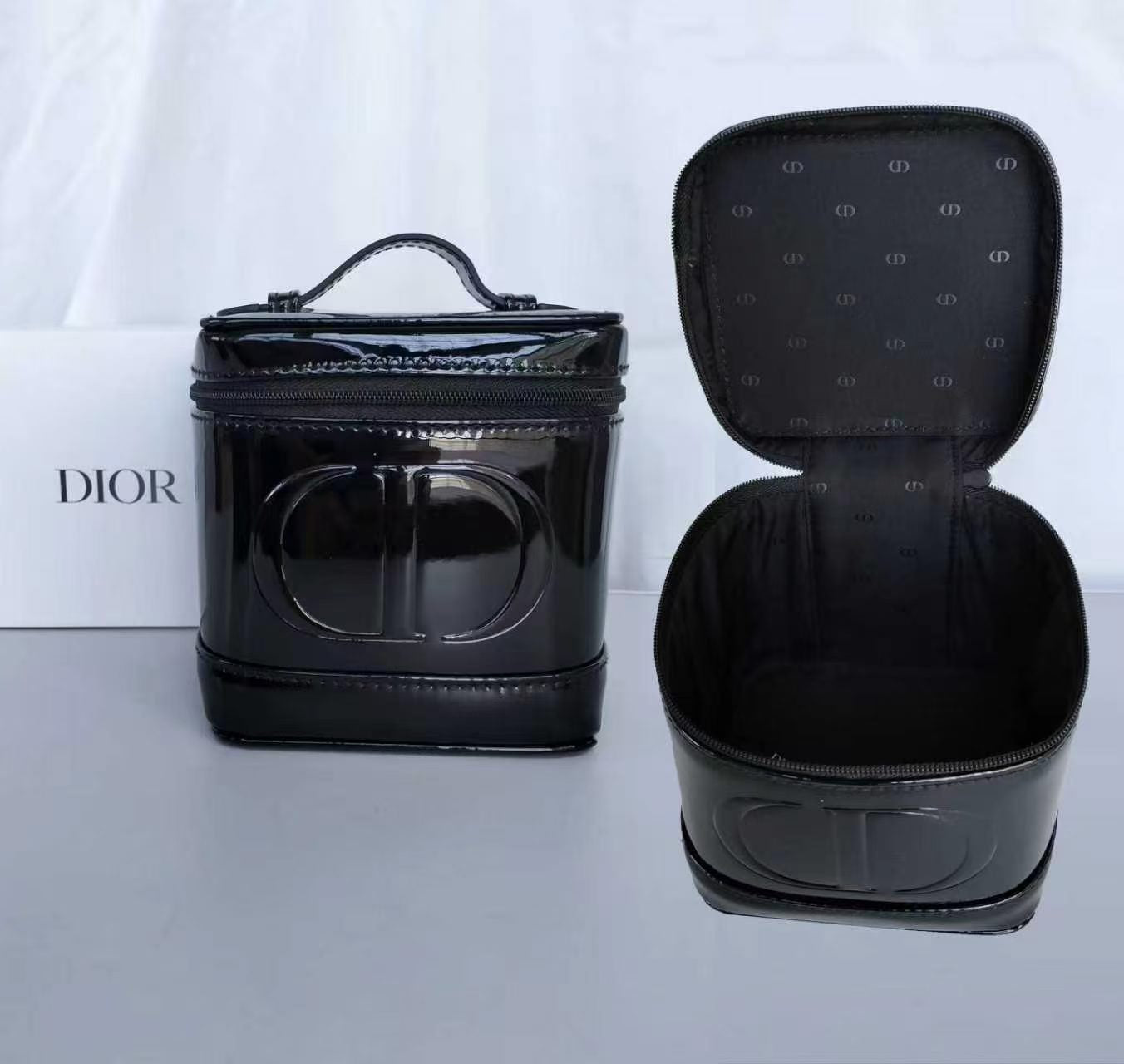 Christian Dior GWP Black Patent Vanity Case – Top Handle Mini Bag