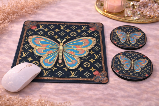 Butterfly Mouse Pad and Coasters Set