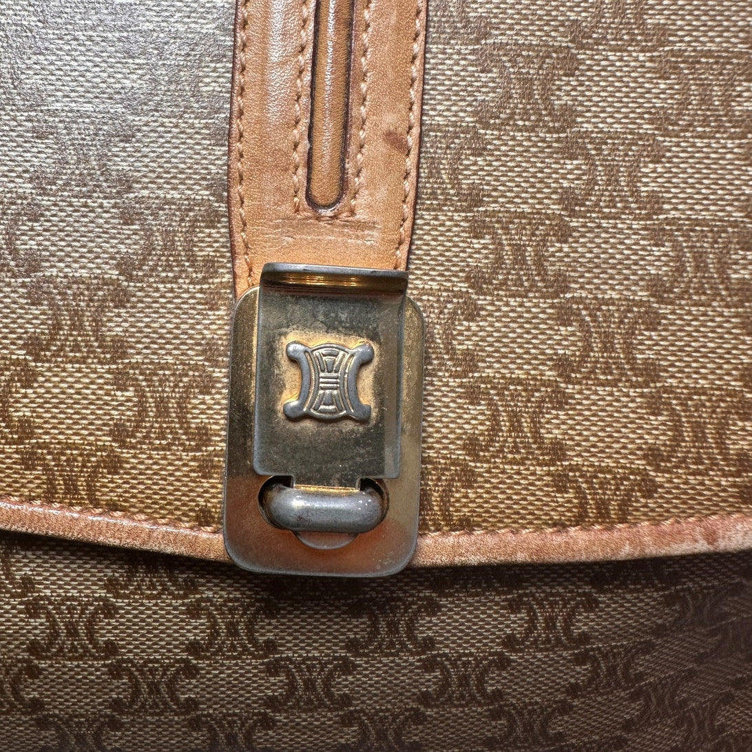 Celine Brown Macadam PVC Gold Shoulder Bag