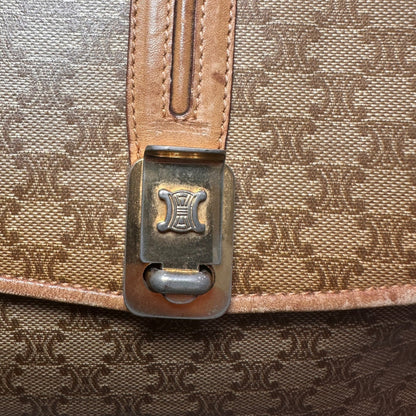 Celine Brown Macadam PVC Gold Shoulder Bag