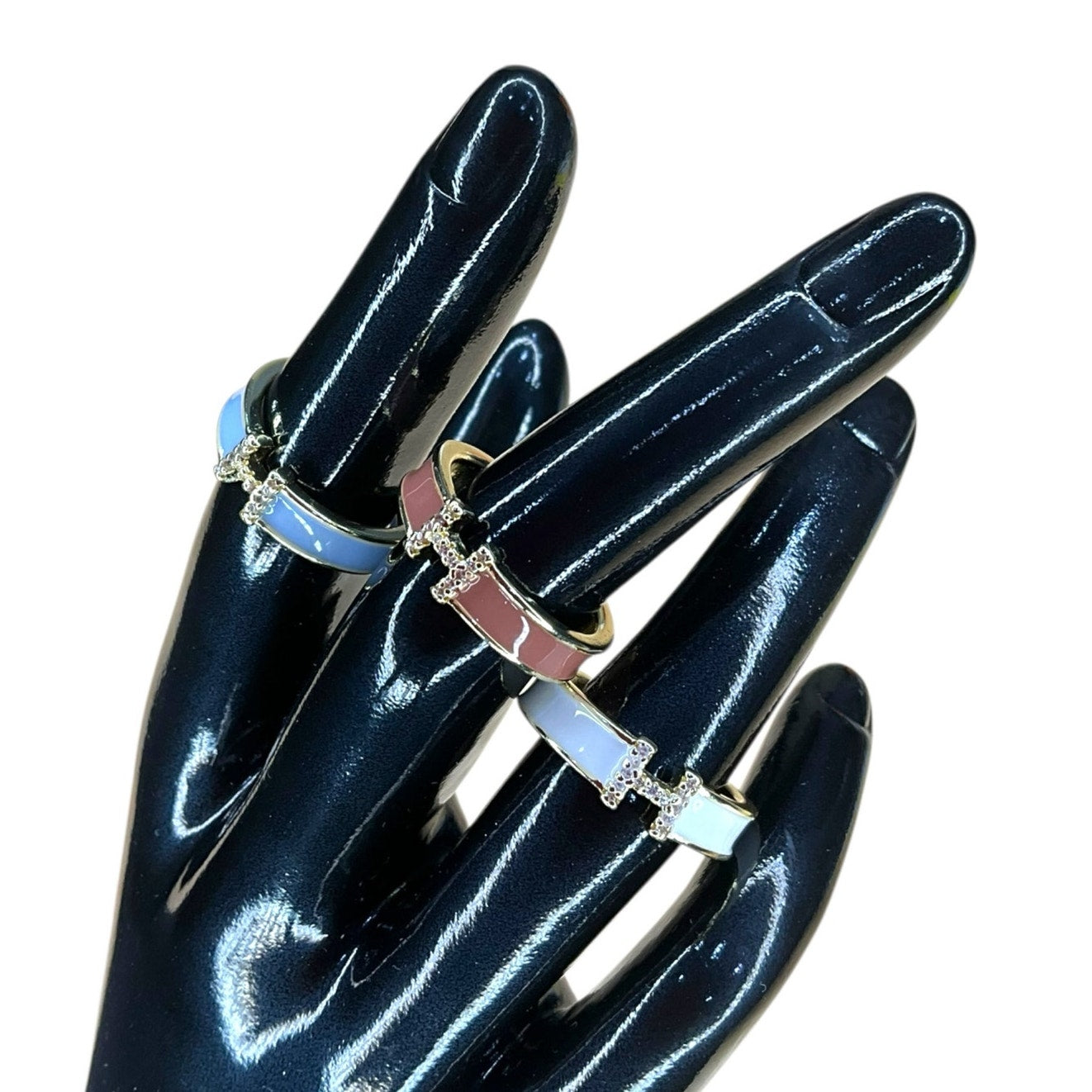 Minimalist Gold Enamel Cross Ring