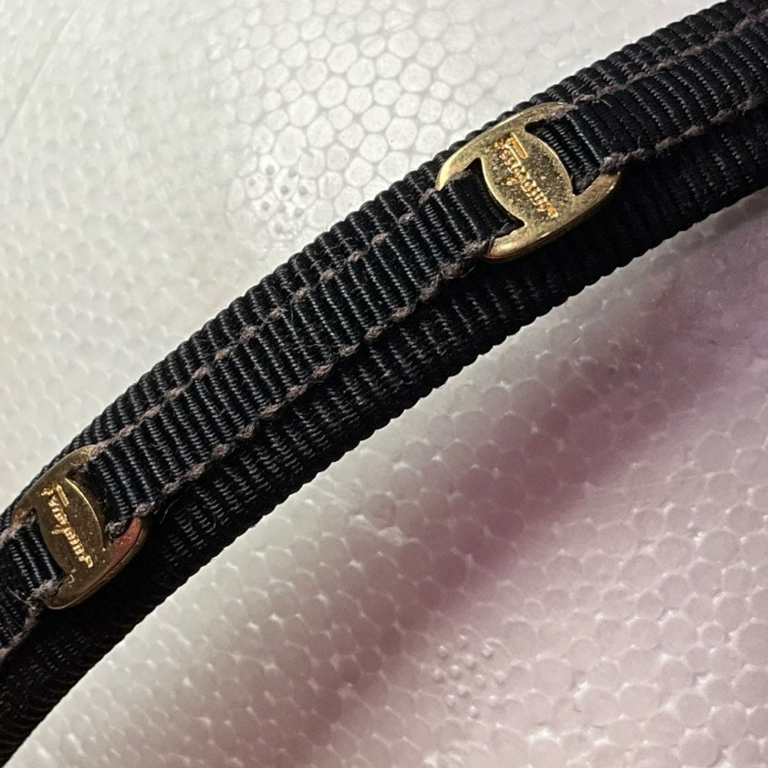 Ferragamo Black Vara Gold Headband