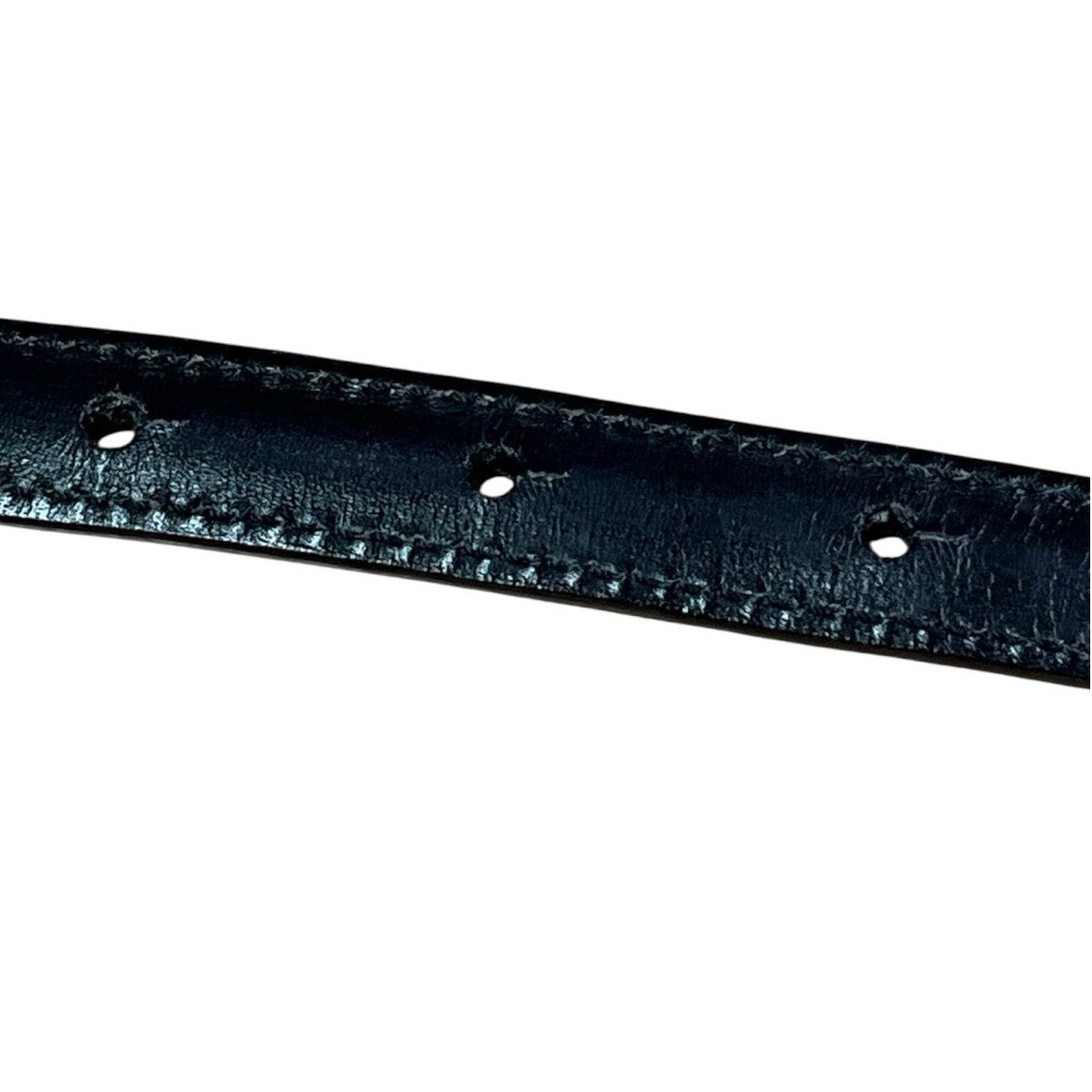 Gucci Black Leather Silver Belt
