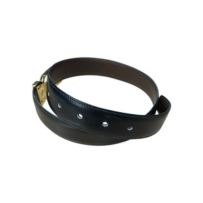 Gucci Black Leather Gold Belt