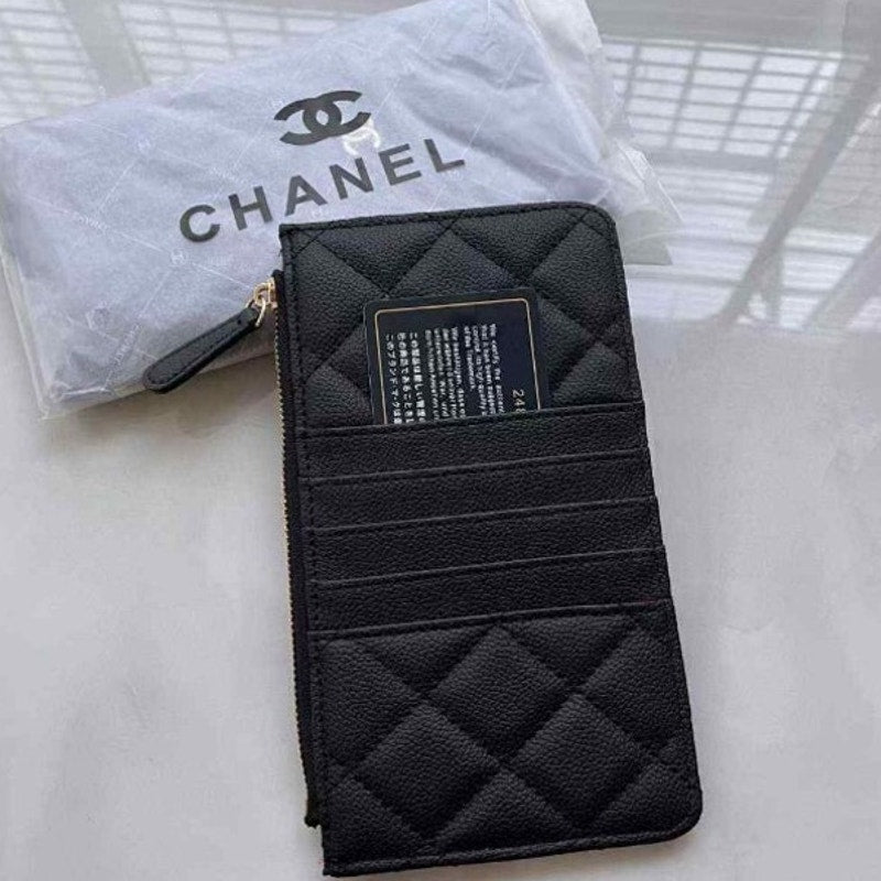 Chanel Beaute black zippered wallet/cardholder pouch