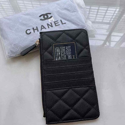 Chanel Beaute black zippered wallet/cardholder pouch