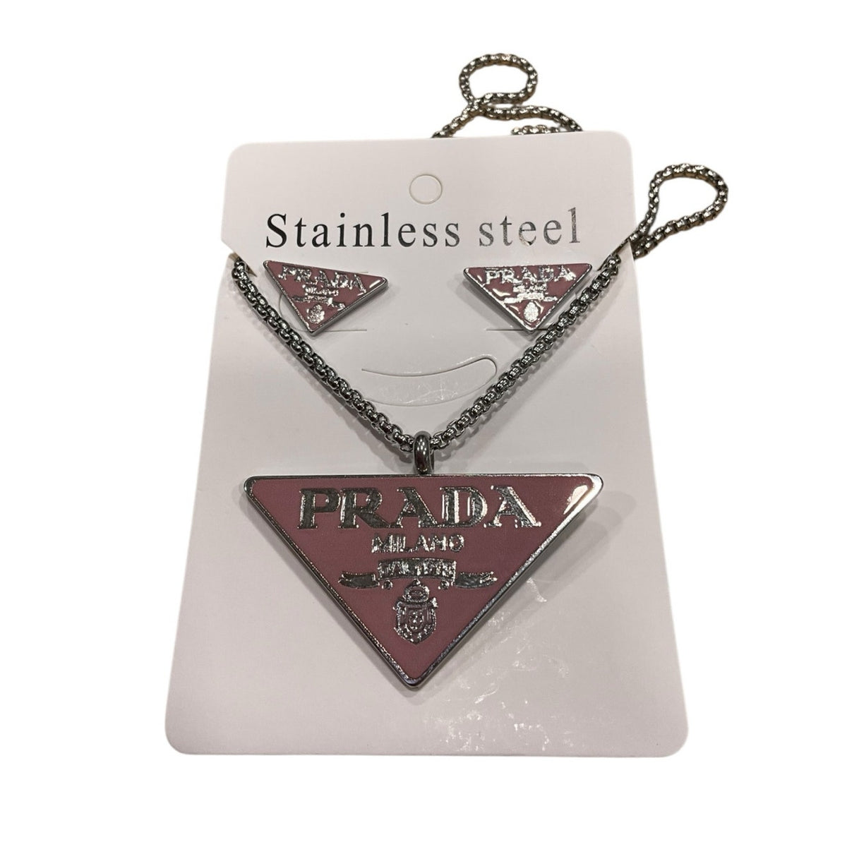 Triangle Logo Pendant Necklace & Stud Earrings Set