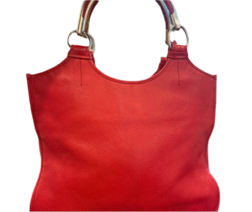 Christian Dior Red Leather Tote - Clairely Amazing