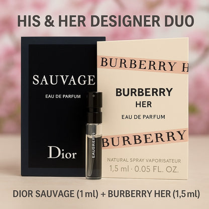 DUO: Dior Sauvage (1ml) + Burberry Her (1.5ml)- Authentic