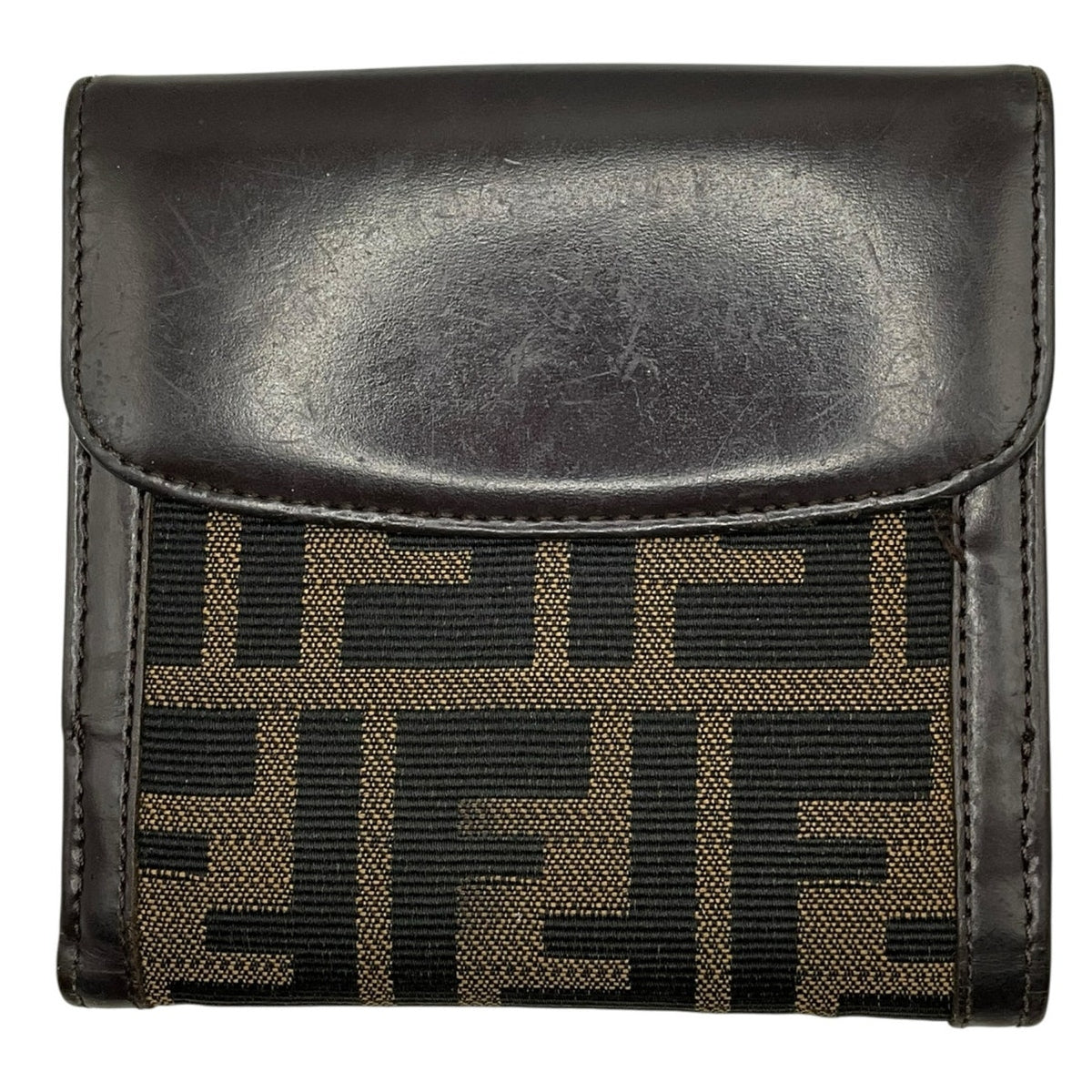 Authentic Fendi Zucca Compact Wallet – Brown Canvas & Leather