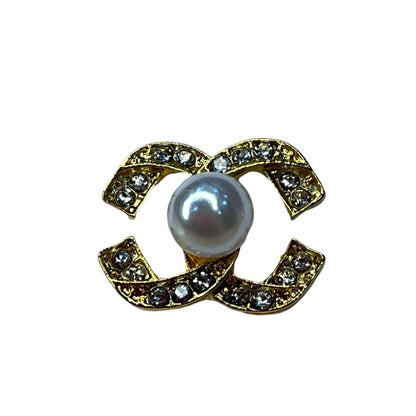 Double C Style Pearl Stud Earrings – Rhinestone Fashion Jewelry