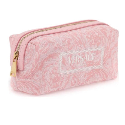 Versace Logo-embroidered Jacquard Zip-up Toiletry Bag