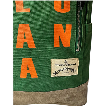 Vivienne Westwood Anglomania green canvas backpack