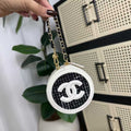 Tweed Quilted Round Filigree Chain Pouch