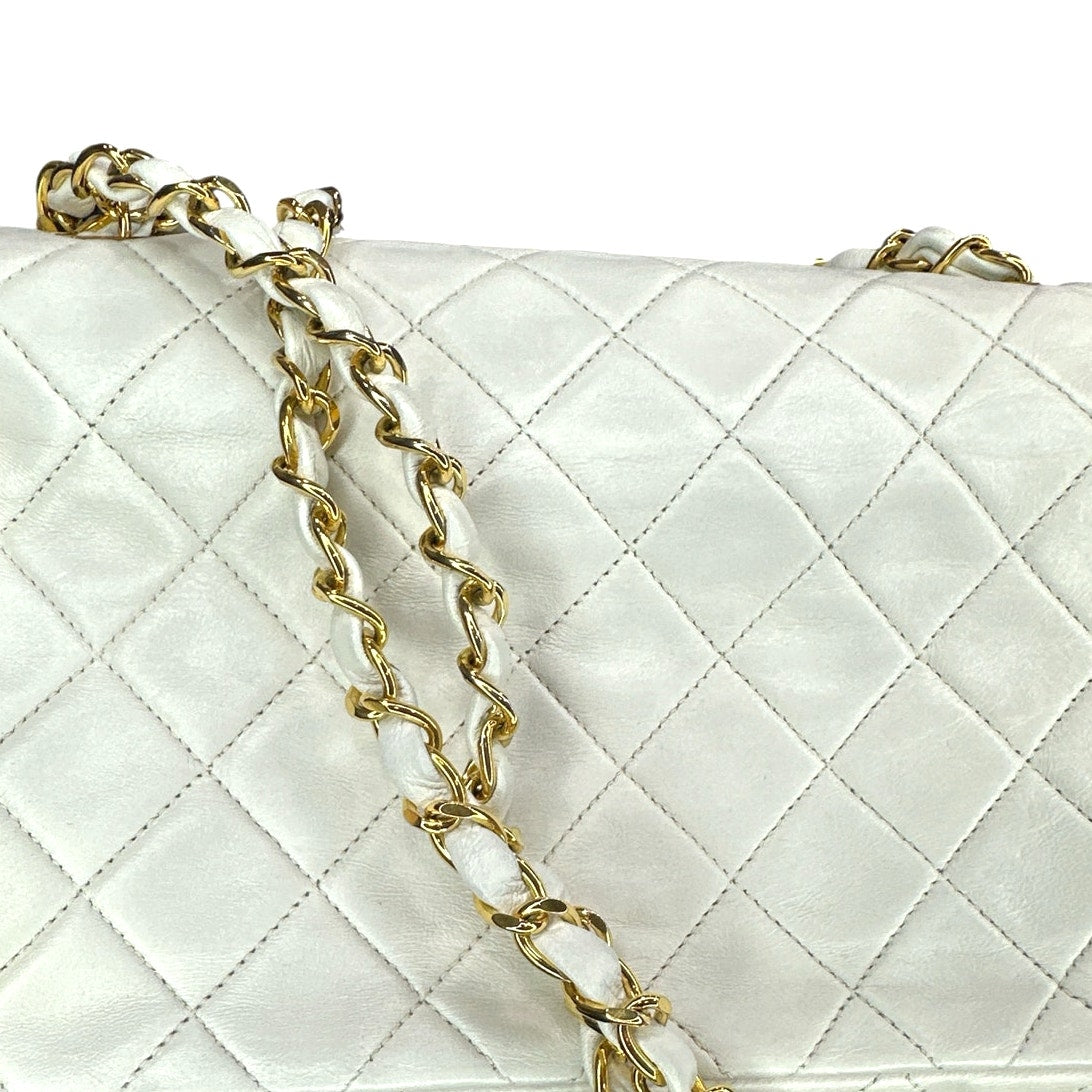 Chanel White Classic Medium Full Flap Bag
