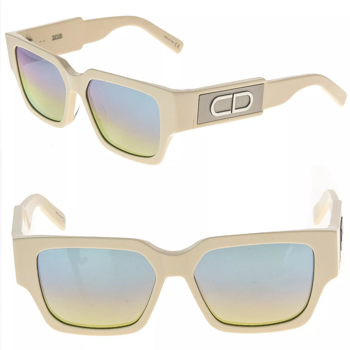 CHRISTIAN DIOR CD Logo Ivory Blue Mirrored Sunglasses - Clairely Amazing
