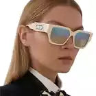 CHRISTIAN DIOR CD Logo Ivory Blue Mirrored Sunglasses - Clairely Amazing