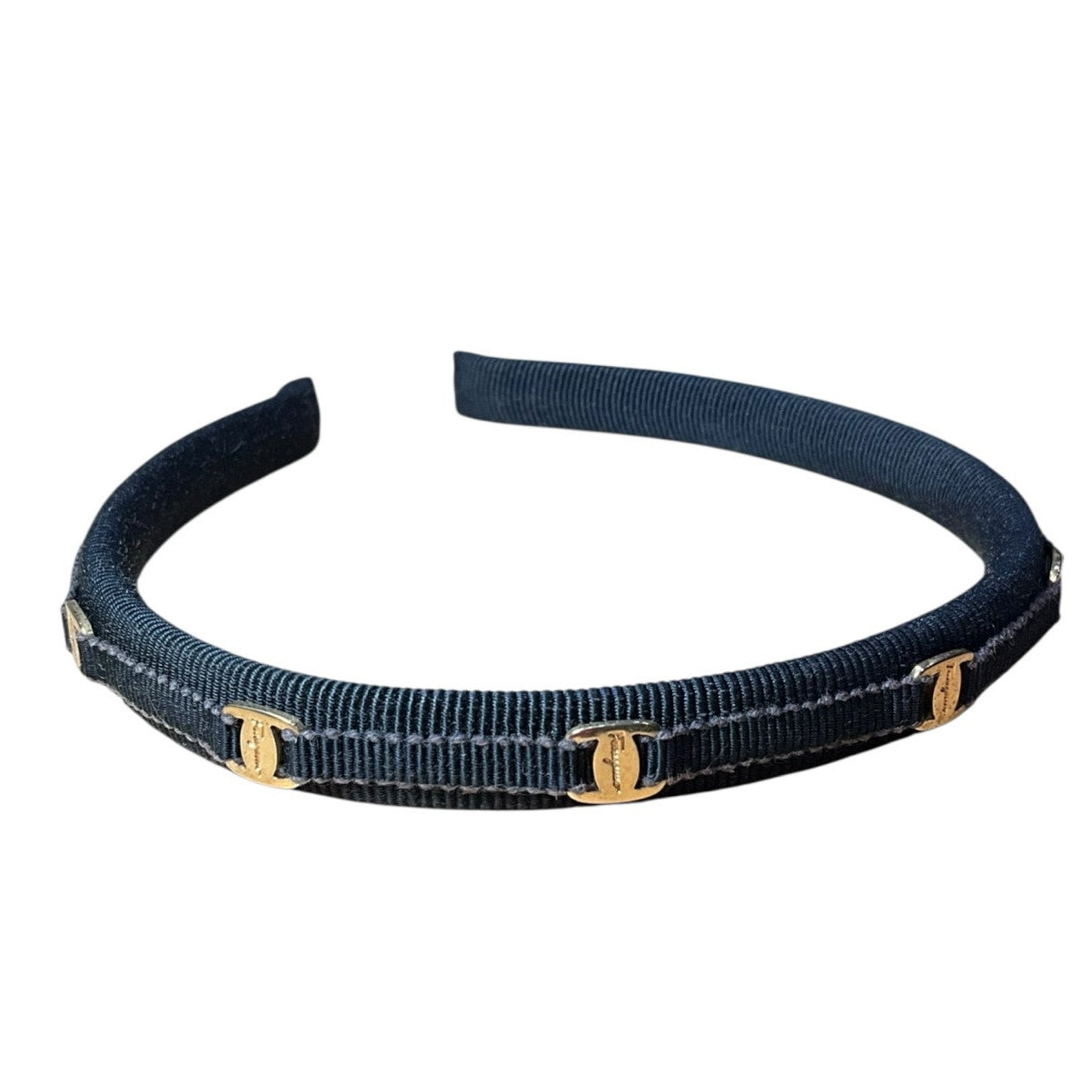 Ferragamo Black Vara Gold Headband