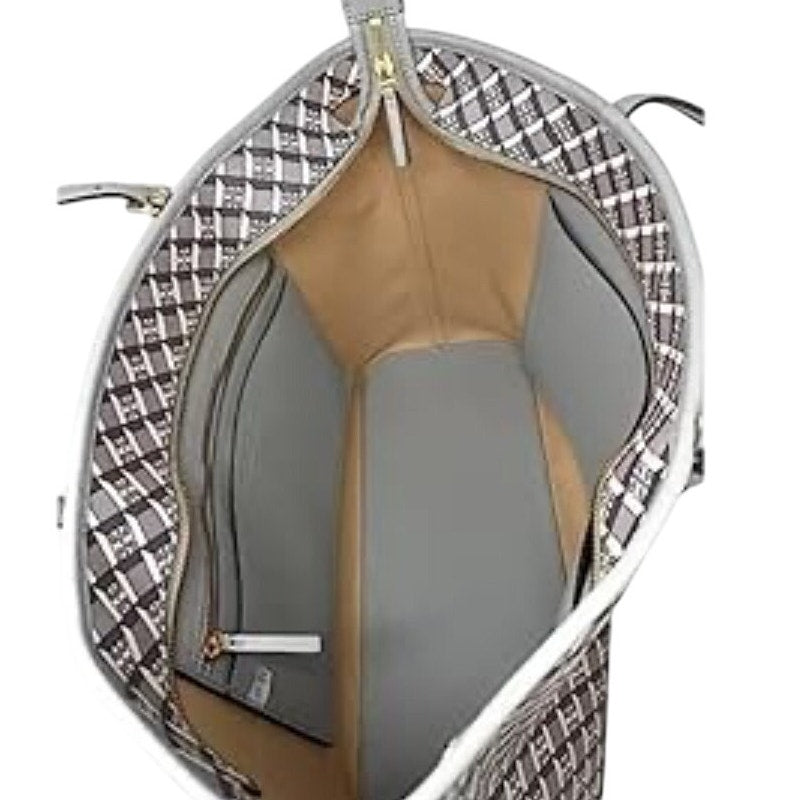 Tory Burch  Geo Logo Grey/White Multicolor Women's Top Zip Tote Bag