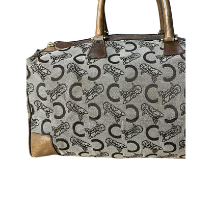 CELINE C Sulky Boston Bag Canvas Brown