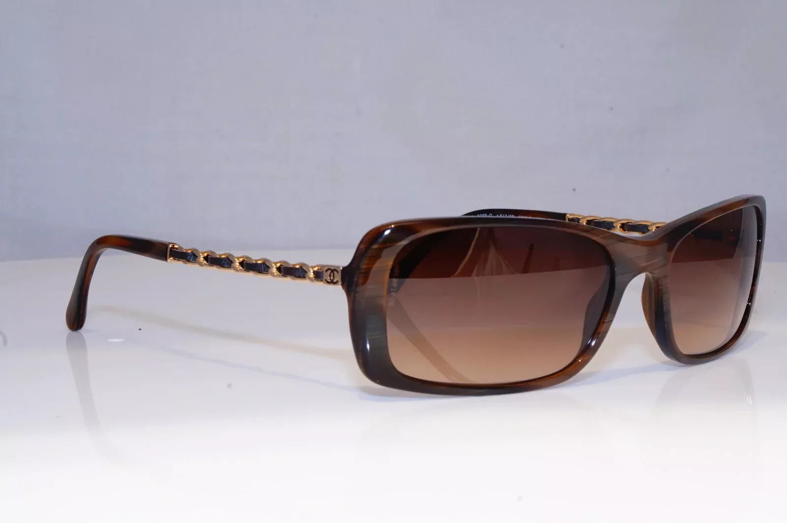 Chanel Brown Frame Chain-Link Sunglasses - Clairely Amazing
