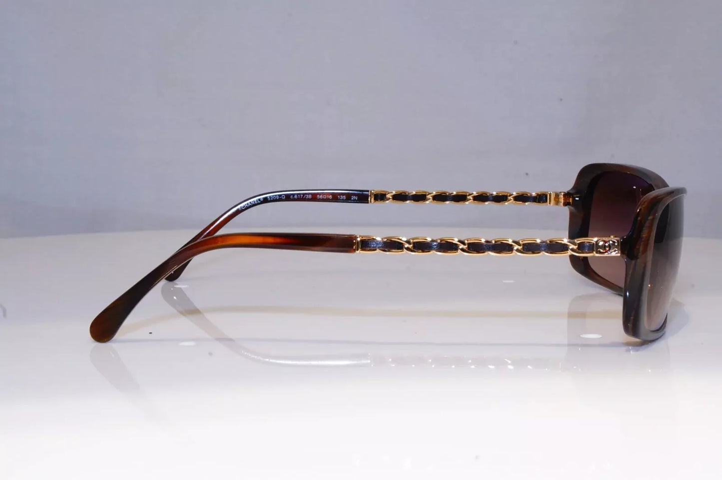 Chanel Brown Frame Chain-Link Sunglasses - Clairely Amazing