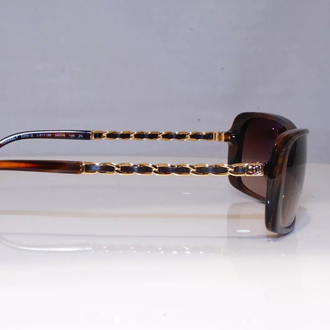 Chanel Brown Frame Chain-Link Sunglasses - Clairely Amazing