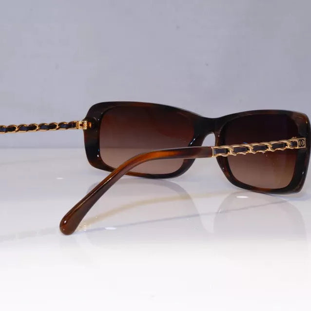 Chanel Brown Frame Chain-Link Sunglasses - Clairely Amazing