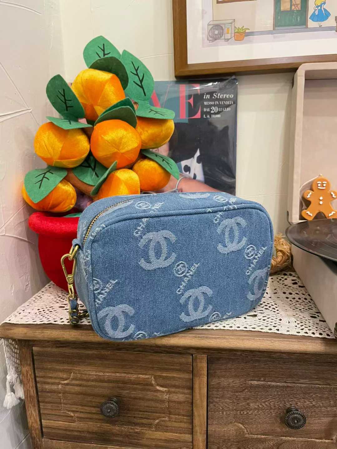 Chanel GWP Denim Cosmetic Bag – CC Monogram Travel Pouch (Blue or Black)