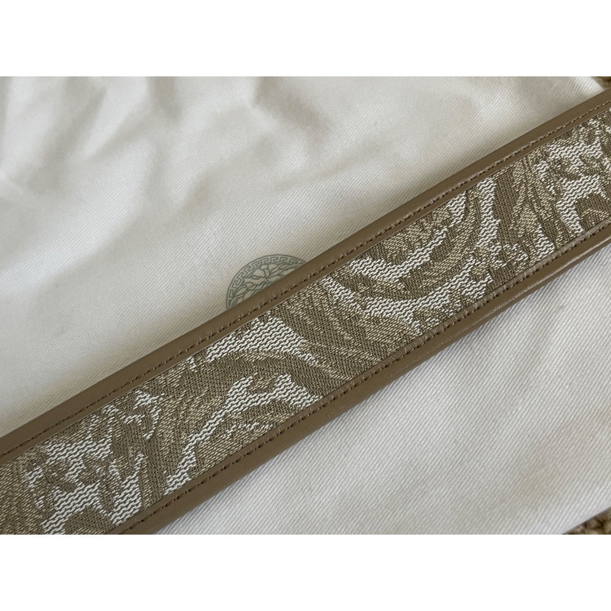 Versace Medusa Heritage Barocco Jacquard Logo Buckle Leather Belt