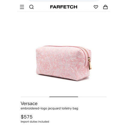 Versace Logo-embroidered Jacquard Zip-up Toiletry Bag