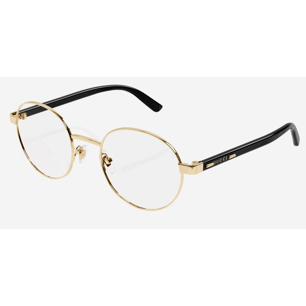 Authentic Gucci GG1585O Round Eyeglass Frames – Gold & Black | Made in Italy