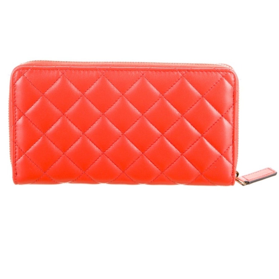 Versace Orange and Gold Quilted Continental wallet