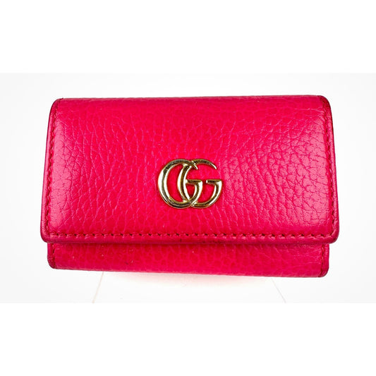 GUCCI GG Marmont Key Case Leather Pink 6 key Loops