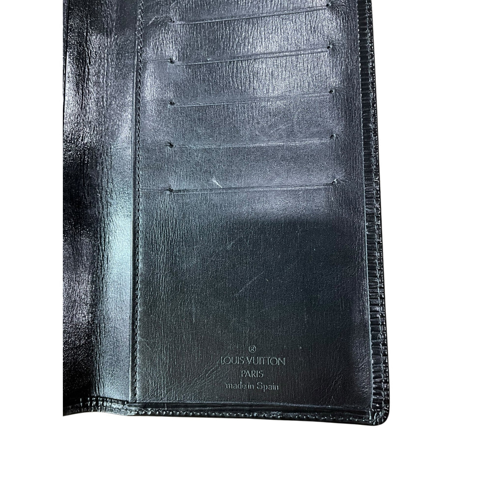 Authentic Louis Vuitton Black Epi Leather Long Bifold Wallet