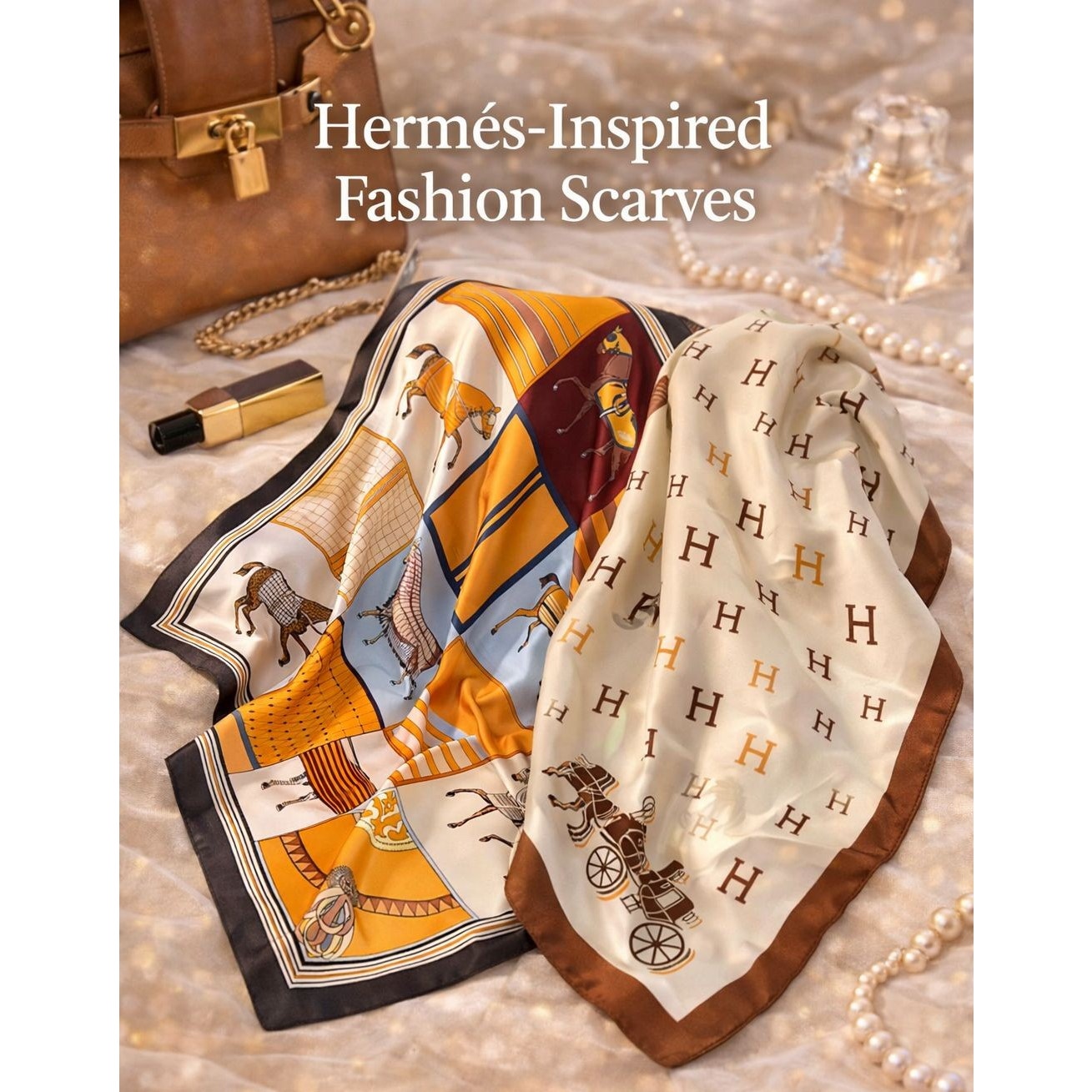 Luxury-Inspired Satin Fashion Scarf | Multiple Designer-Inspired Styles