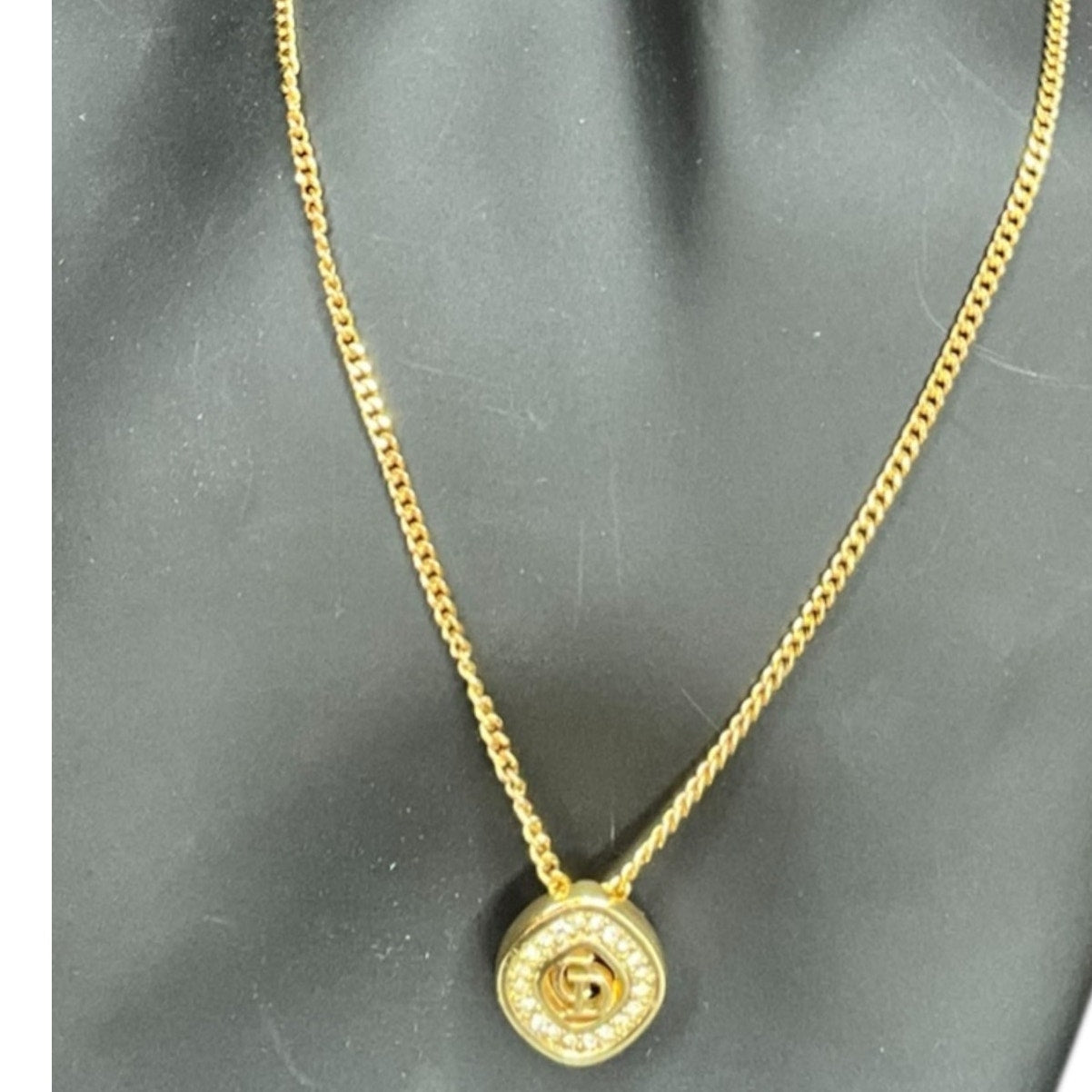 Dior Vintage CD Gold Rhinestone Necklace