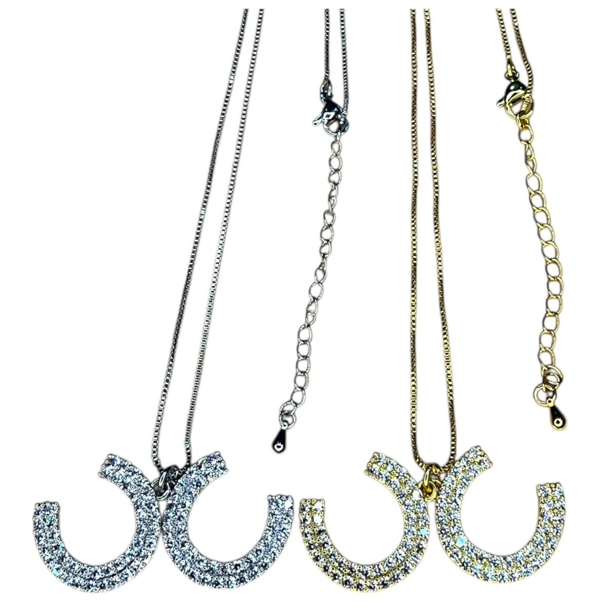 Double C Crystal Pendant Necklace – Gold or Silver Tone