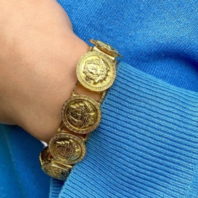 Iconic 1990s Gianni Versace Gold-Tone Medusa Charm Bracelet