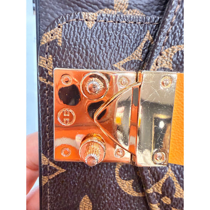 Luxury-Inspired Wallet iPhone Case with Card Holder – Fits iPhone 14 Pro Max (Gold Hardware Detail)