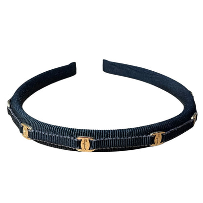 Ferragamo Black Vara Gold Headband