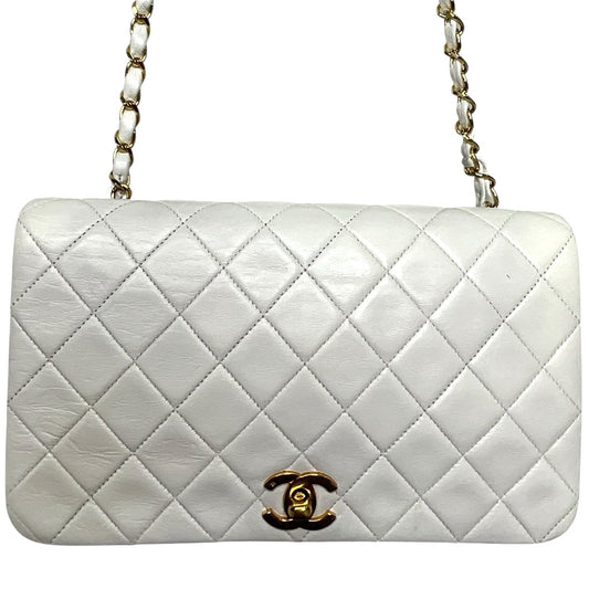 Chanel White Classic Medium Full Flap Bag