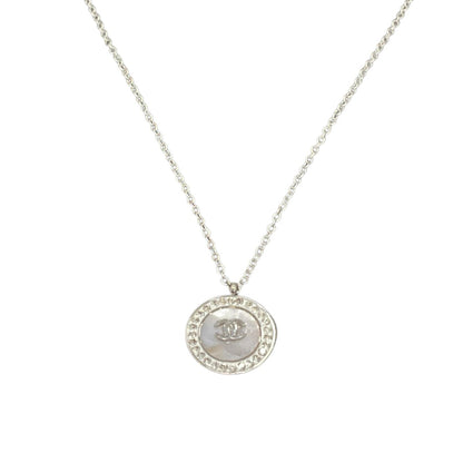 Silver Tone Crystal Pendant Necklace & Stud Earrings Set – Minimal Round Design