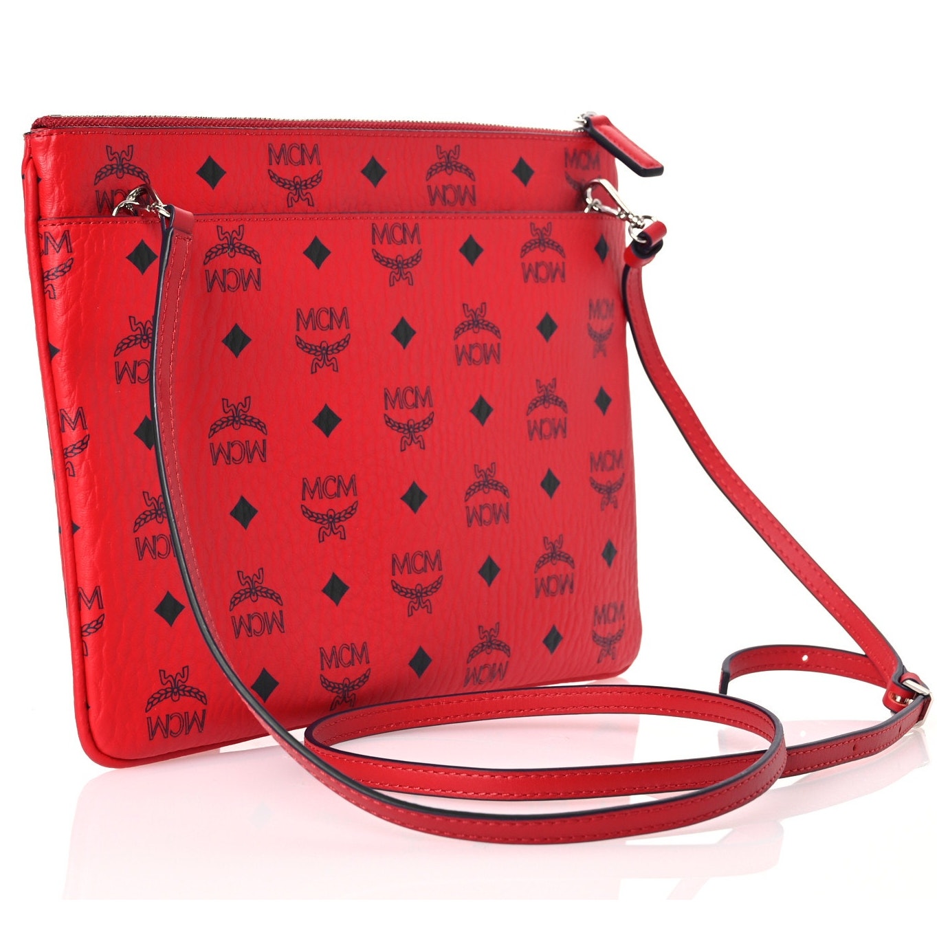 MCM  Visetos Medium Crossbody Pouch Ruby Red