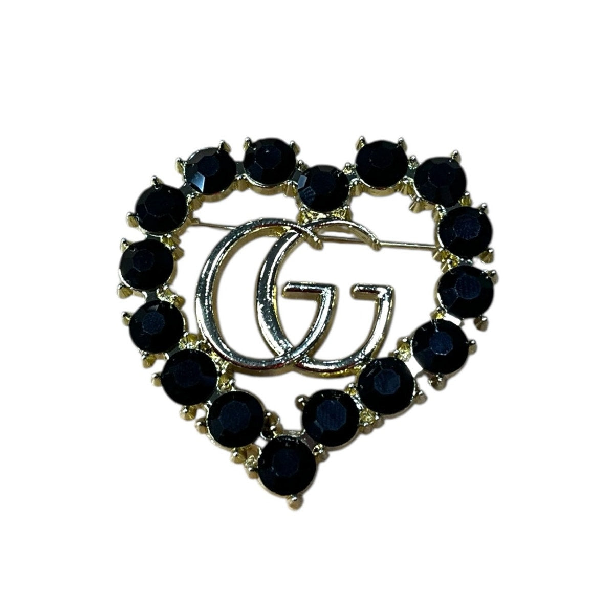 Crystal Double G Style Brooch Pin – Various Designs & Colors