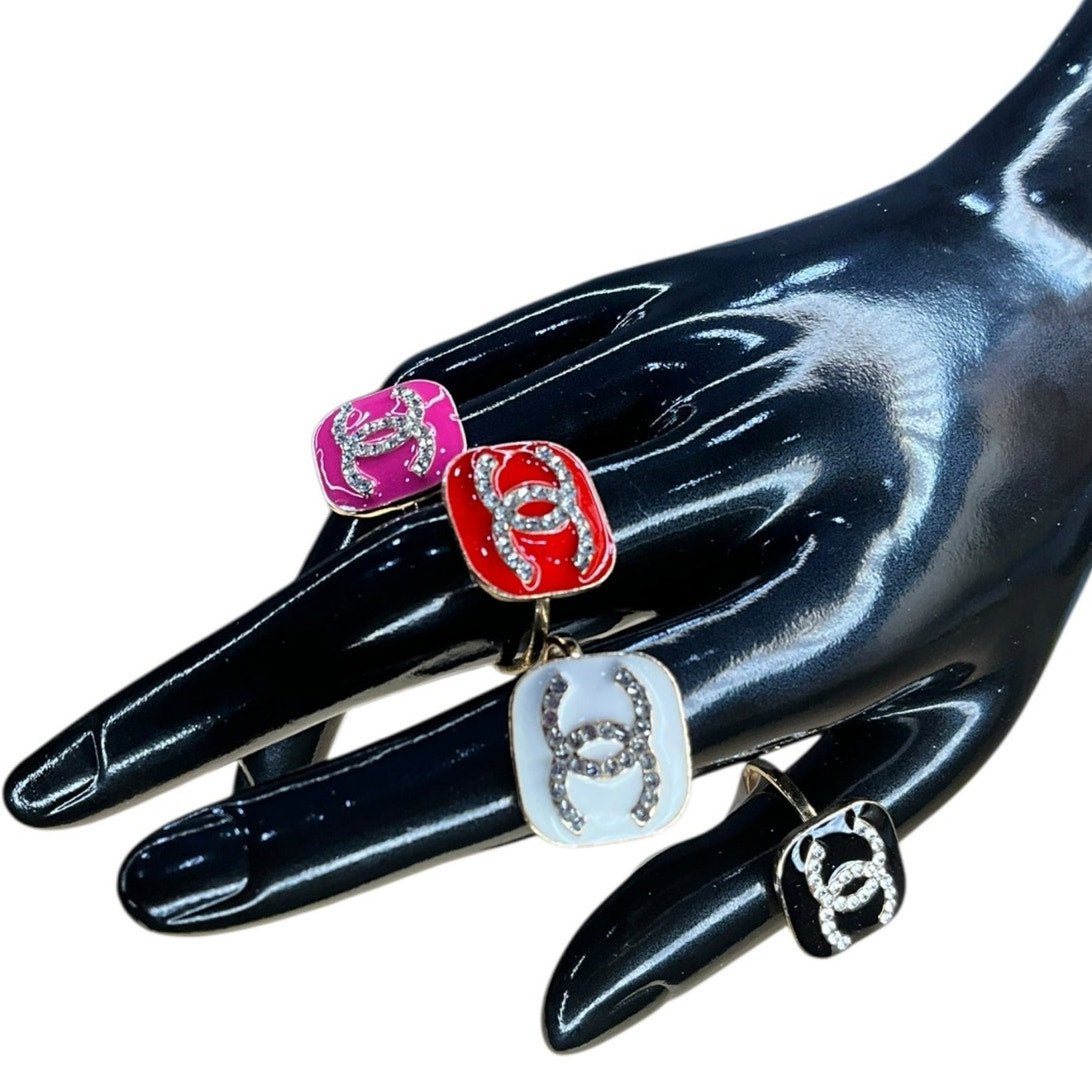 Square Color Ring with Crystal Detail