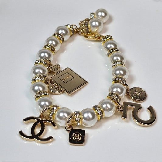 Chanel GWP charm pearl bracelet