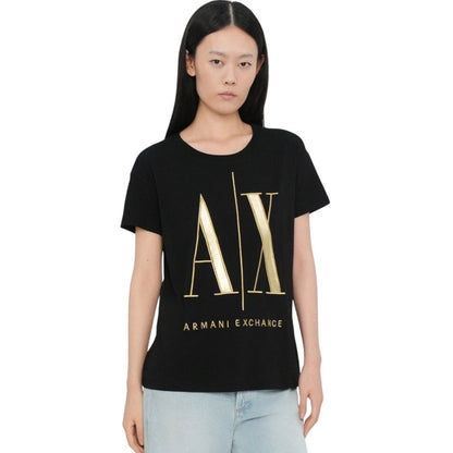 Armani Exchange Black/Gold Icon Logo Tee Black UNISEX