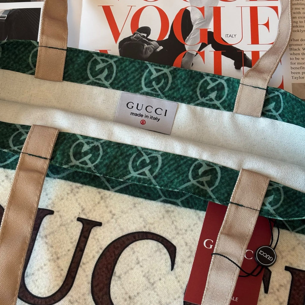 Gucci Beauty GWP Green, Red & Cream Monogram Shoulder Tote Bag